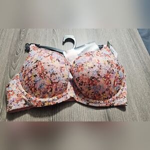 Womens No Boundaries flower wire push up bra 34 DD nwt!